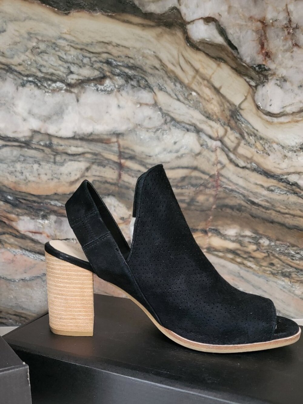 Cole Haan Callista Open Toe Slingback Suede Booties